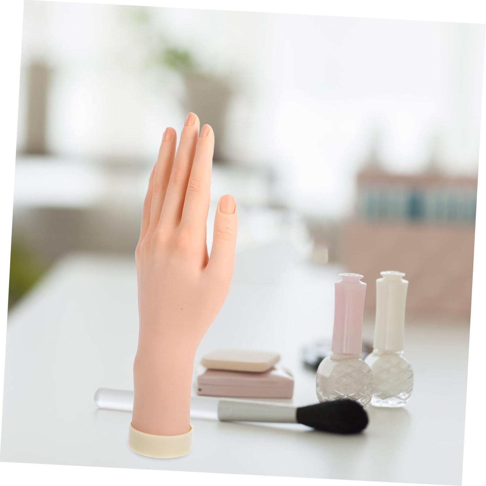 GLSTOY Realistic Bendable Female Hand Prop Model for Jewelry Display Lifelike Hand Sculpture for Rings Bracelets and Nail Practice Portable Jewelry Organizer Left Style