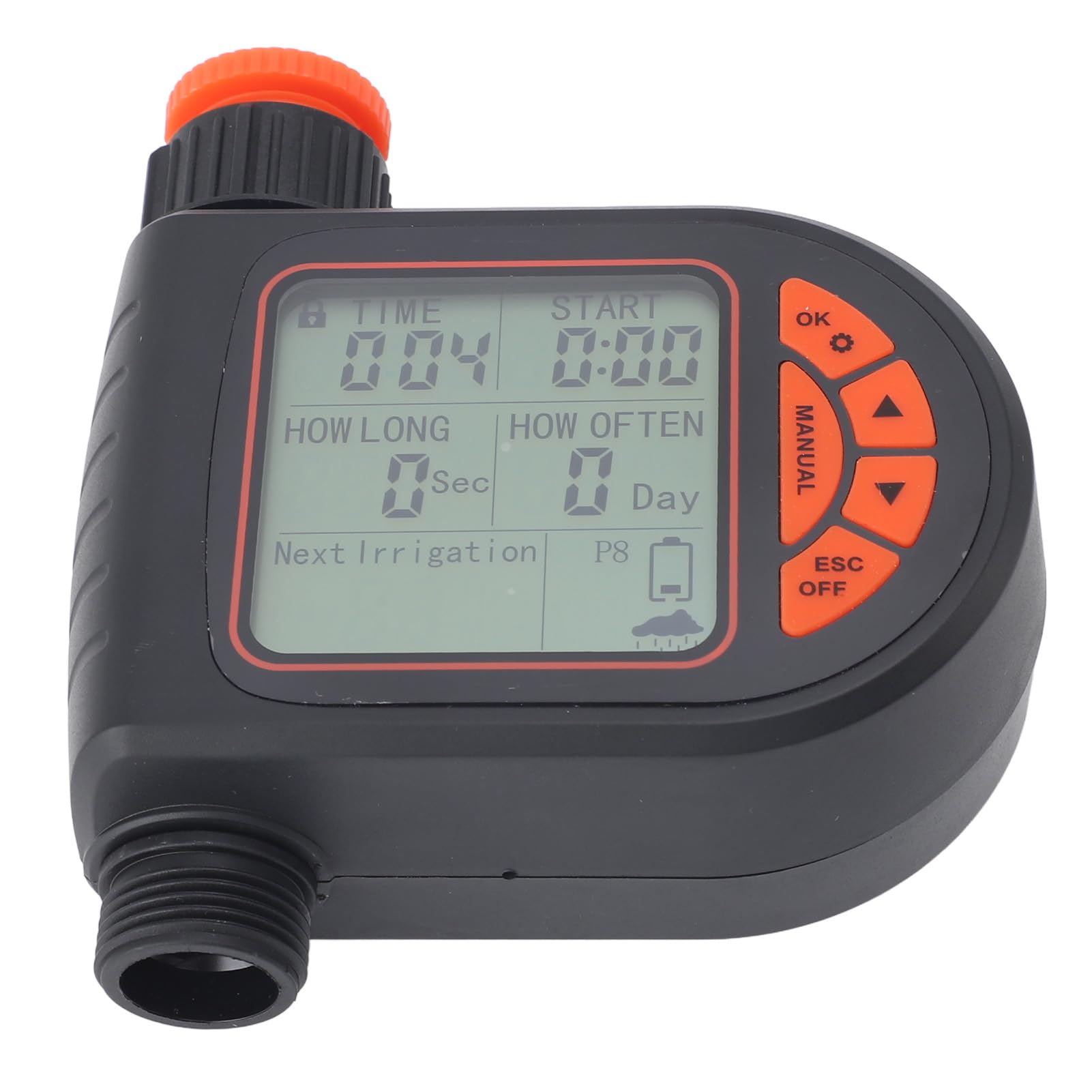 Timer per irrigazione automatica intelligente con sensore pioggia, controller di irrigazione programmabile da G3/4 a G1/2 - Ampio display LCD, timer per rubinetto tubo da giardino
