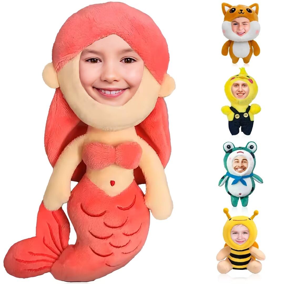 Yibairui Mini Peluche Personalizado : Pequeño Peluche Colgante Personalizado con Foto Cara (5in)