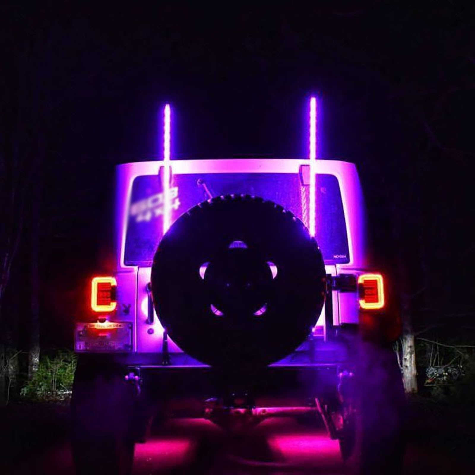 Luces LED de látigo, luz de advertencia en espiral RGB de 360° con control remoto, luz de asta de bandera impermeable, antena iluminada de advertencia todoterreno for UTV ATV Trucks Buggy (2PCS) ( Siz