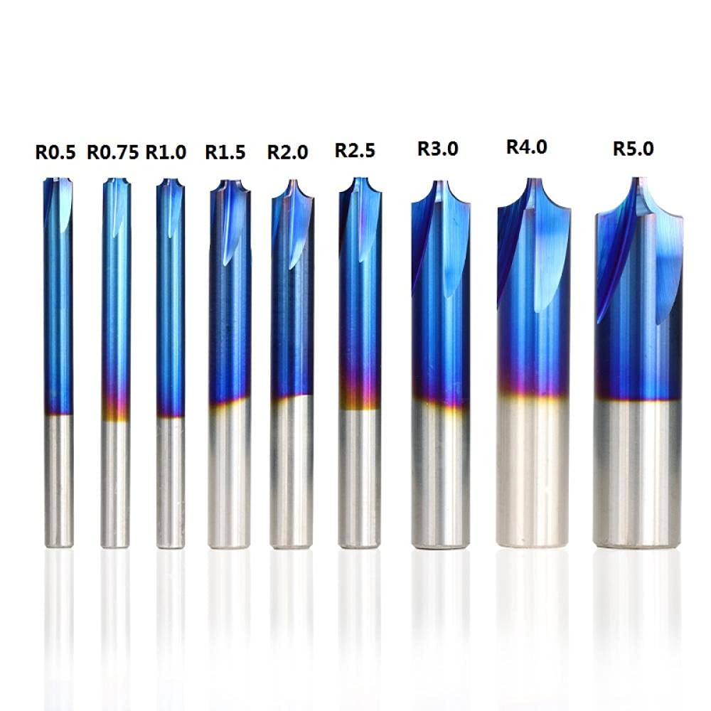 Coupe de fraisage de carbure d'extrémité 1PC R0.5-R5.0 Nano Blue Coin recouvert d'arrondi Radius Radius Routeur de routeur pour machine CNC-R5xd12x50l