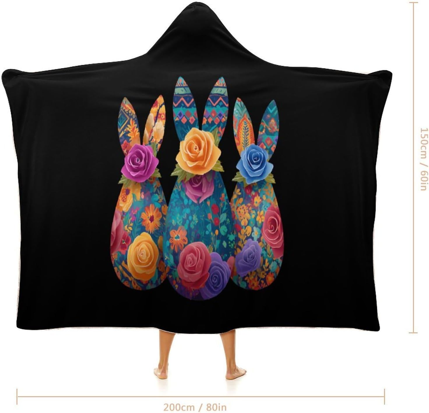 Easter Bunny Wearable Blanket Oversized Throw Cape | Cozy Hooded Blanket Gifts for Women Men