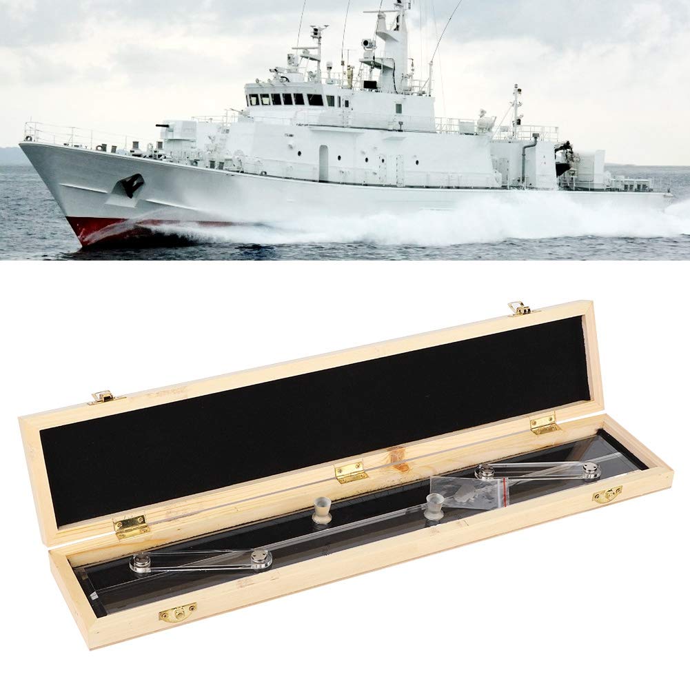 FastUU Professionelles Marine Navigation Parallel Lineal, Verschleißfestes Navigationslineal, mit Holzkoffer, guter Transparenz, hoher Härte, für Boote