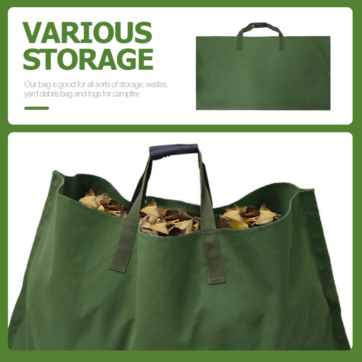 SUPVOX Großer Gartensack mit Griffen Wasserabweisender Faltbarer Laubsammler für Gartenabfälle und Rasenschnitt Robuste Aufbewahrungstasche für Garten Balkon und Terrasse Wiederverwendbar