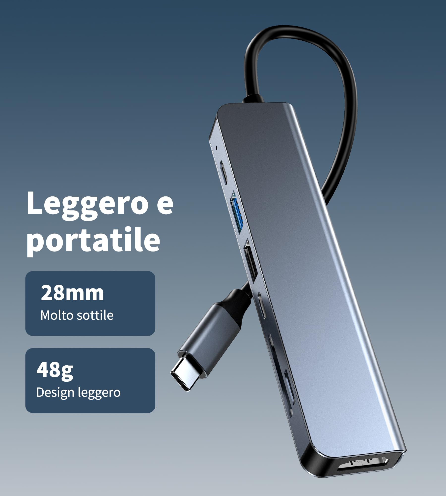 Hub USB C, adapter Multiport USB-C z 4K 60 Hz HDMI, 100 W PD, czytnik kart SD/TF, USB C Data, 2 x porty USB, stacja dokująca USB C do laptopa, MacBook Air/Pro, iPhone 15, iPad, Surface Pro, Steam Deck