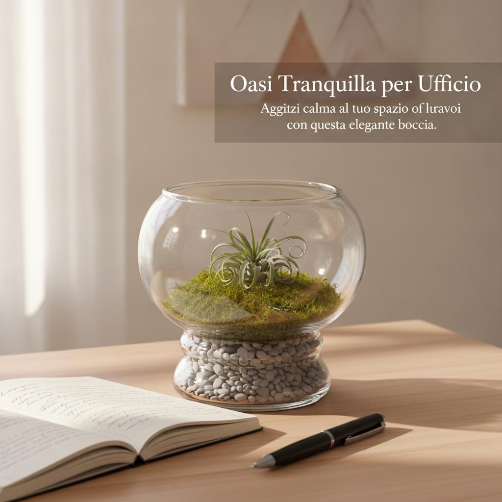 Boccia per Pesci Boccia Acquario in Vetro Trasparente Vaso Acquatico Terrario Sferico Compatto Decorativo Pulizia per Principianti Adatta per, 28 x 28 x 17 cm