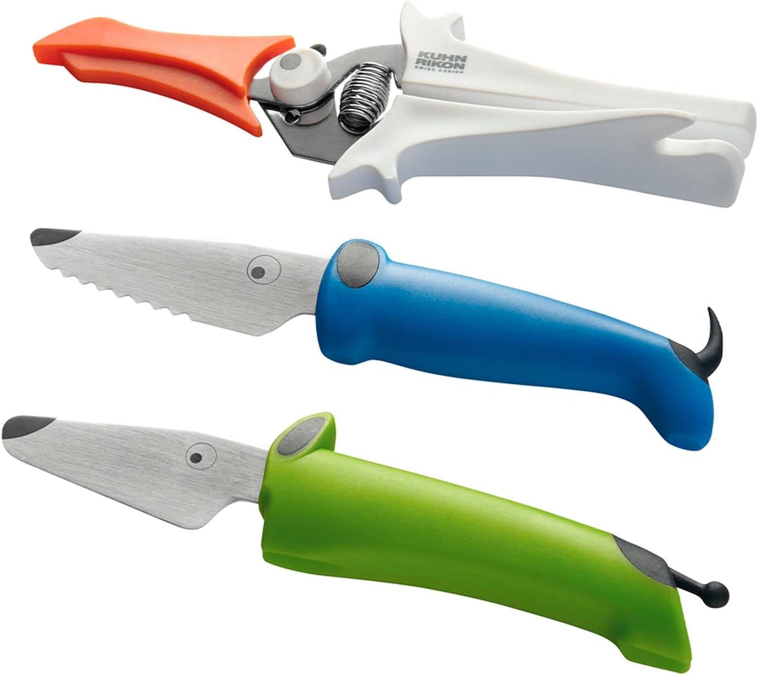 Kuhn Rikon 3 Pc Kinderkitchen Set for Children. Child Safe Knives Utensil Set. Childrens Utensils. Safety knife for Children. Kids Knives for Cooking – 3 Year Kuhn Rikon Kitchen Accessories Guarantee