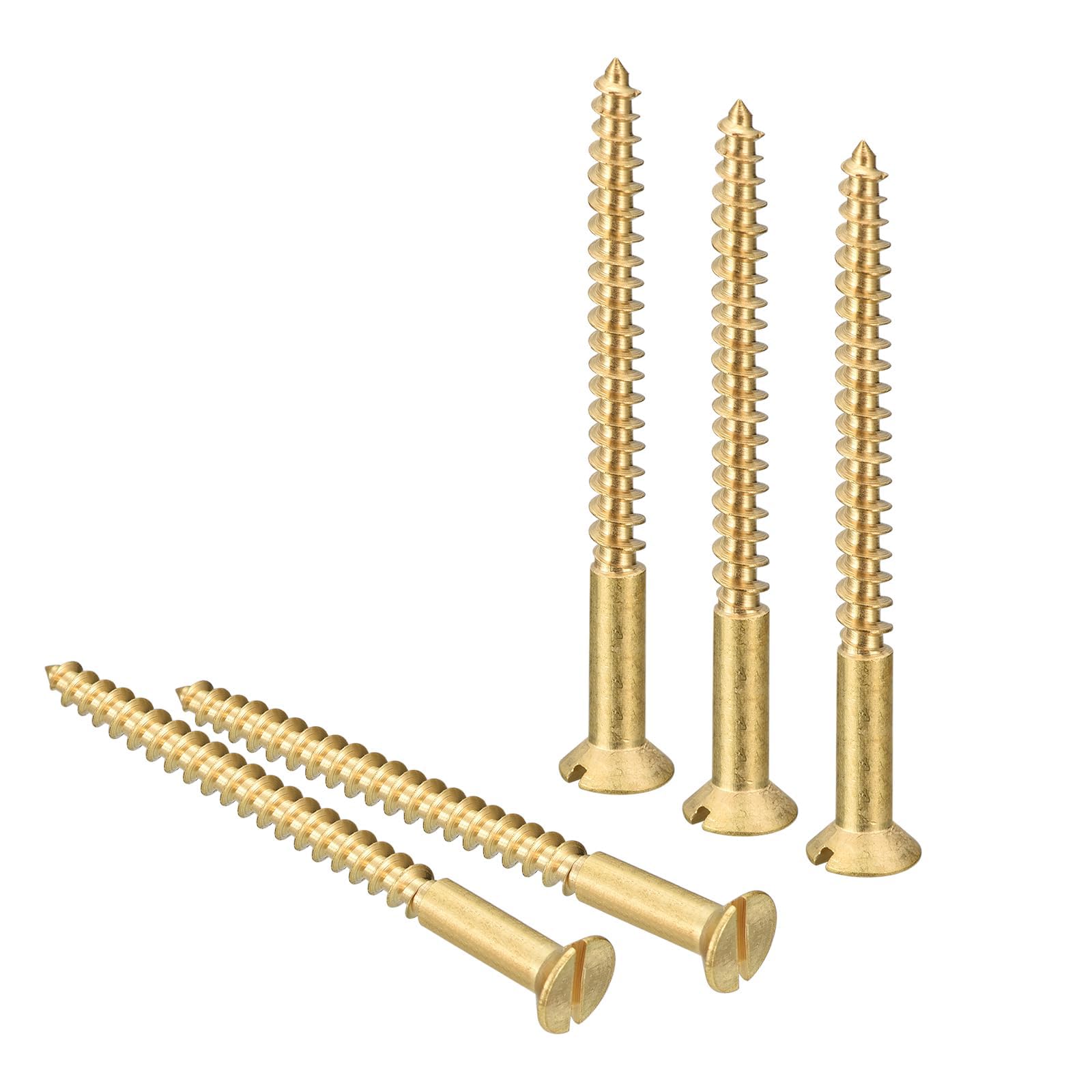 TA-VIGOR 25Pcs Self Tapping Screws, M4 Slotted Flat Head Screw, 50mm Round Head Slotted Tapping Screws, Brass Machine Wood Fasteners Bolts for Wood, Drywall, Furniture, Repairing — image 1