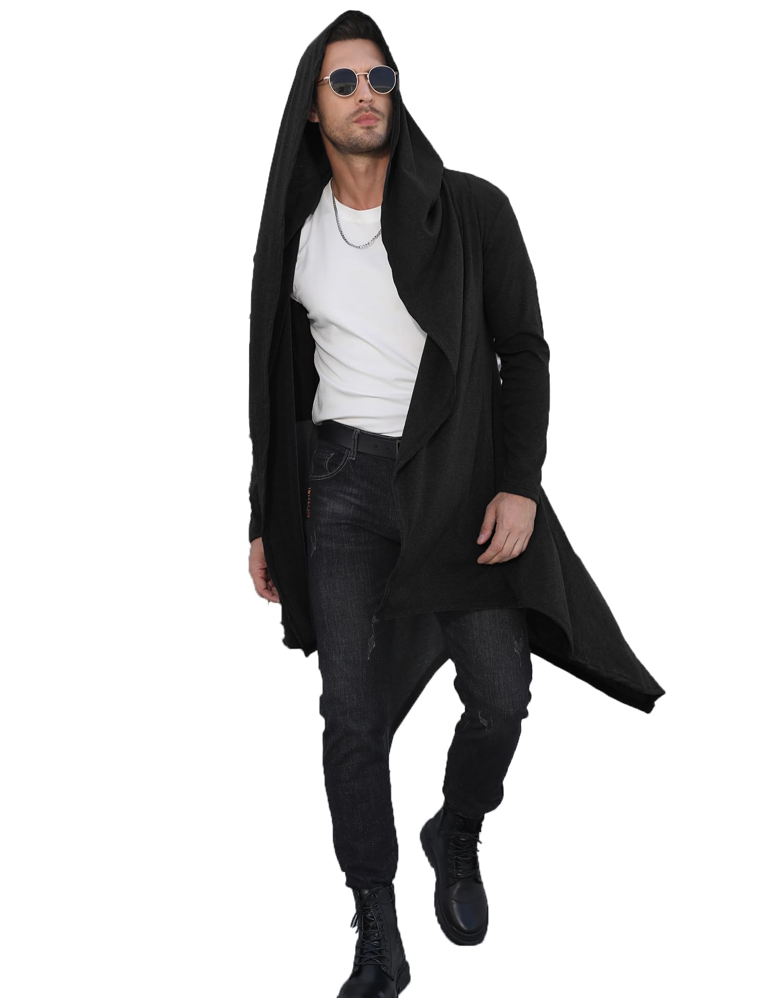 RAGEMALL Mens Long Cardigan Open Front 