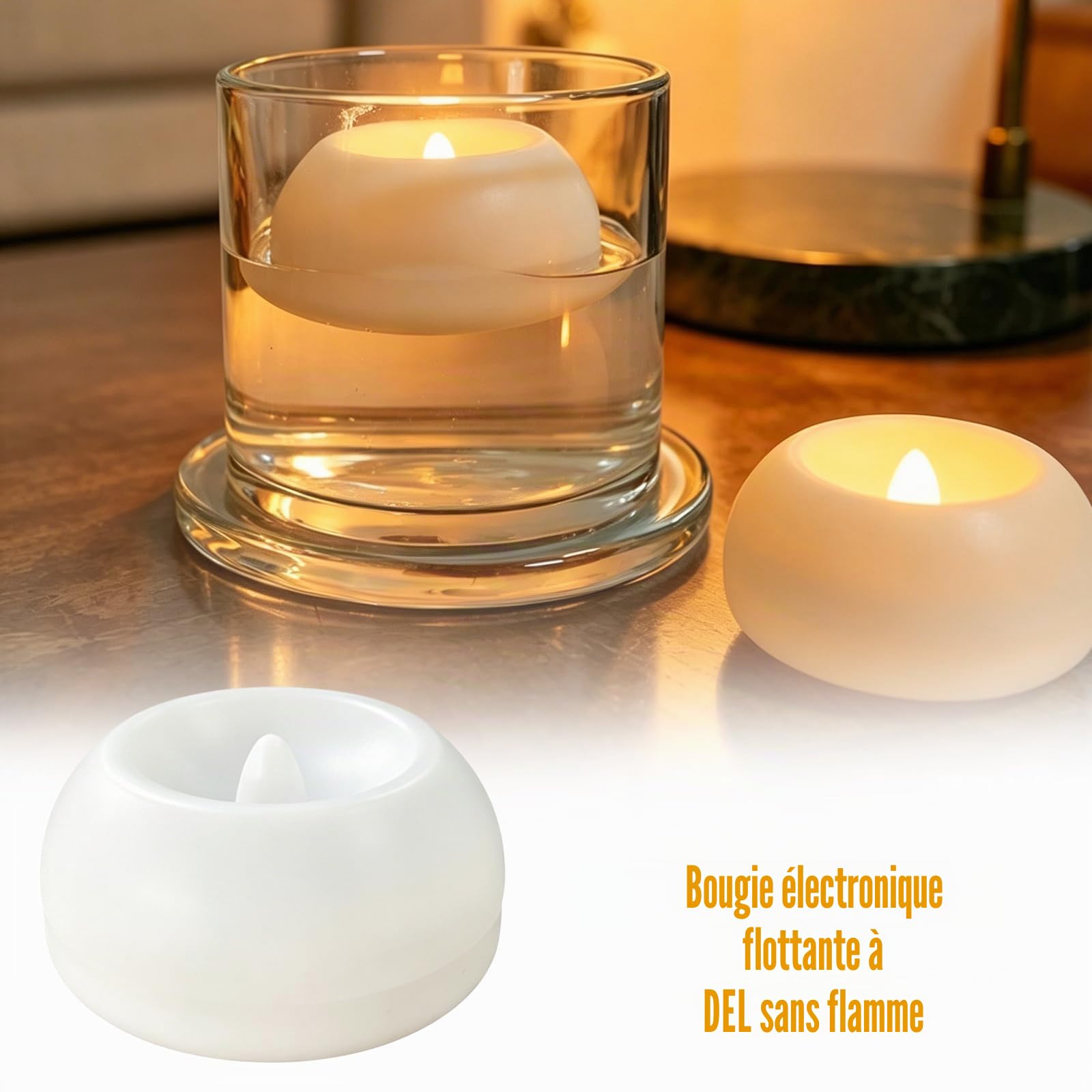 Lot de 24 Bougies Flottantes, Bougie Flottante, Bougie Chauffe Plat LED, Idéales pour Piscine, Bain, Fontaine, Décorations de Mariage, Centres de Table, Vases, Baignoires et Spa, Autonomie 200 Heures