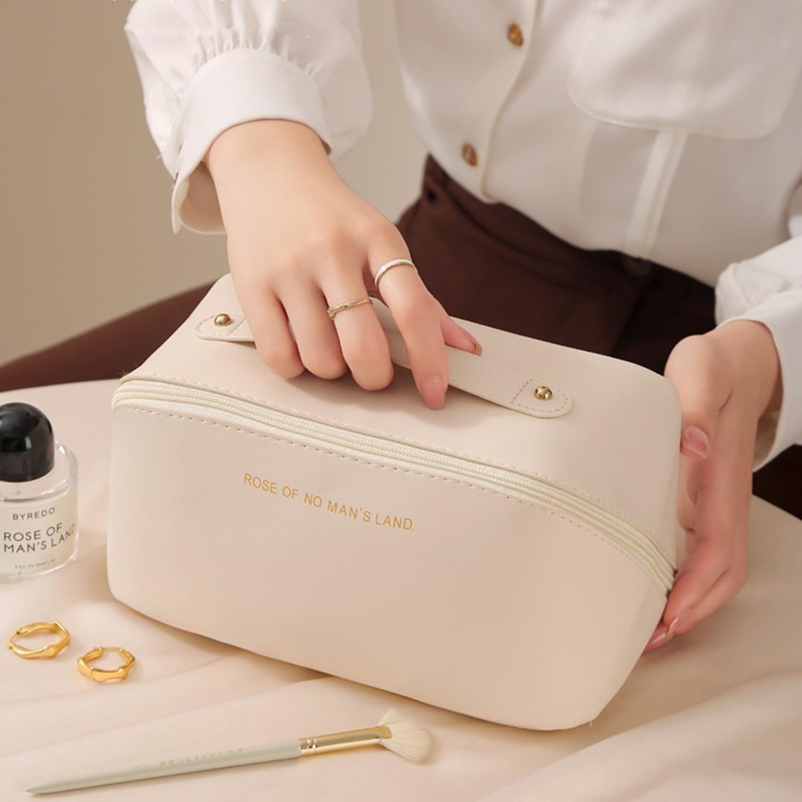 KASESSS 2 PCS Makeup Bag Portable, Make Up Bag Waterproof, Large Capacity Wash Bag, Toiletry Bag PU Leather - Image 2