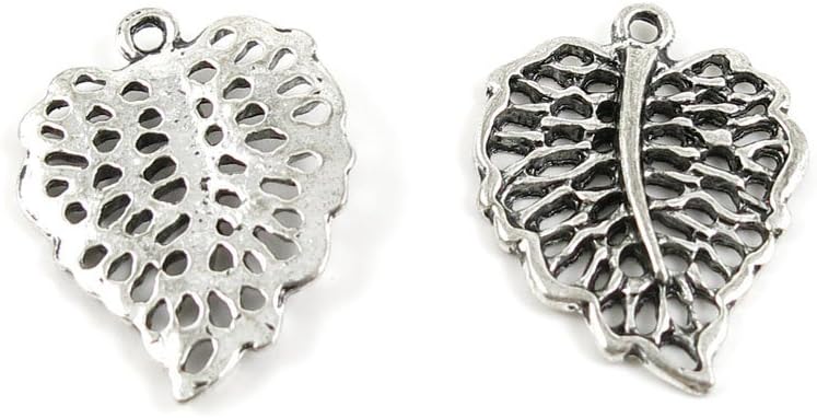 Wholesale Supplies Ancient Silver Fashion Jewelry Making Charms Findings W-12958 Hollow Leaf Pendant Craft DIY Vintage Alloys Necklace Bulk Supply Accessoires