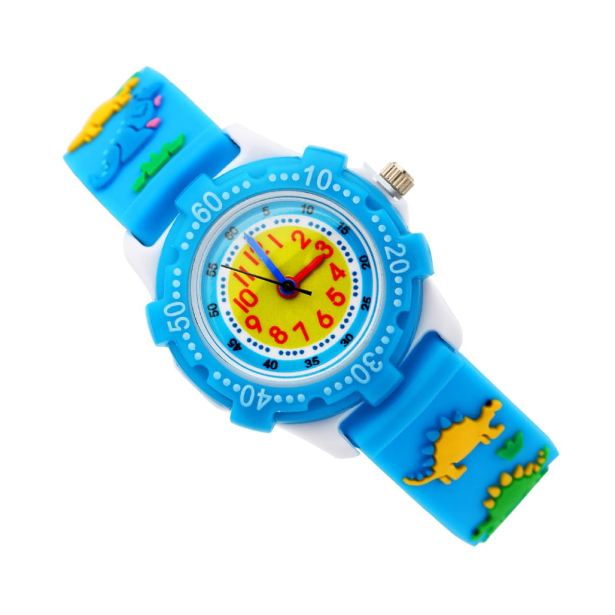 LIFKOME 3stücke Cartoon Dinosaur Uhr Für Junge Mädchen wasserdichte Silikon Quarz-Armbanduhr Mit Einzigartigem Design Für Jungen Und Mädchen Blau