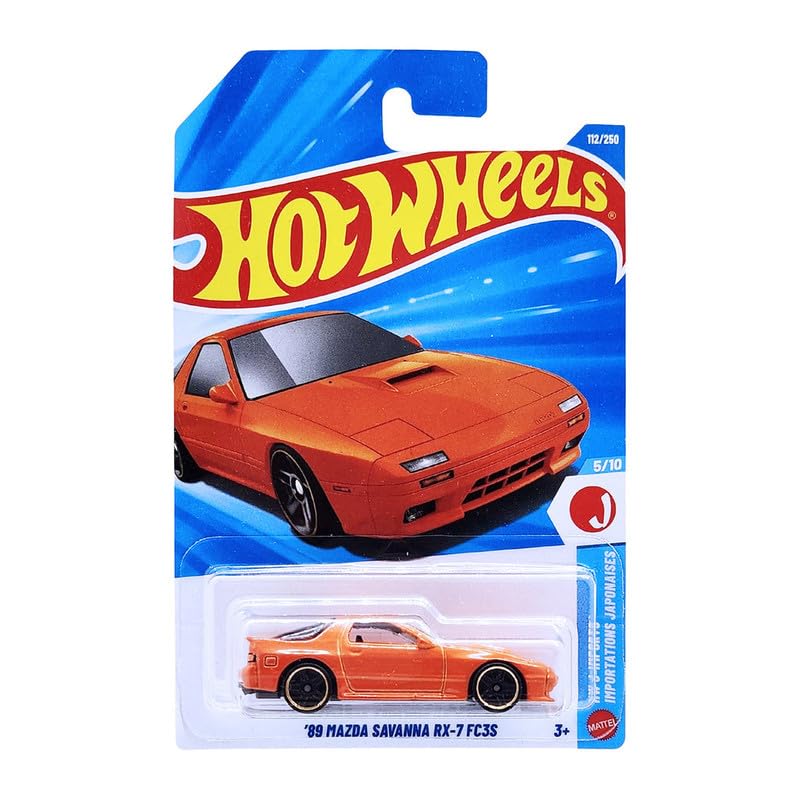 Image of Hot Wheels 89 Mazda Savanna RX-7 FC3S HW J-Imports Ages 3 and Up 112 /250 (Orange)