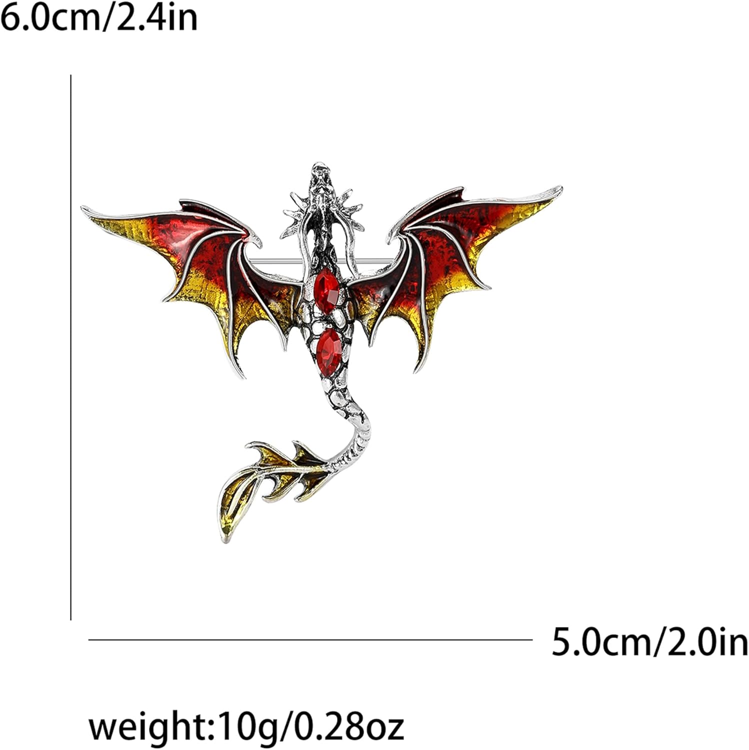 Vintage Punk Dragon Brooches for Women Enamel Dragon Brooch Domineering Flying Dragon Brooch Personality Clothing Hat Bag Accessories for Men and Women (Red) - Image 5