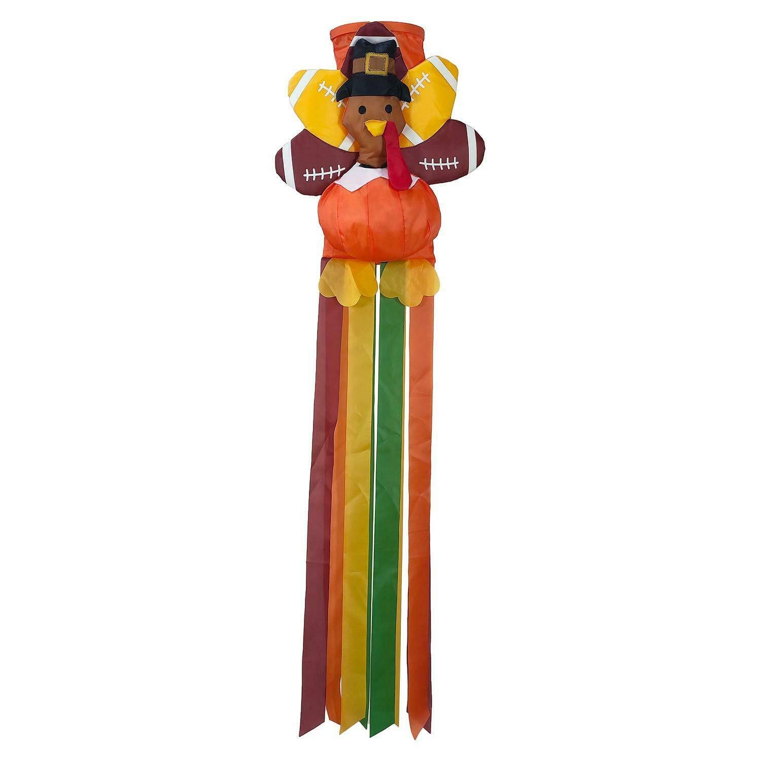 Northeast Harvest Football Thanksgiving Pilgrim Turkey Hanging Windsock, 50-Inch