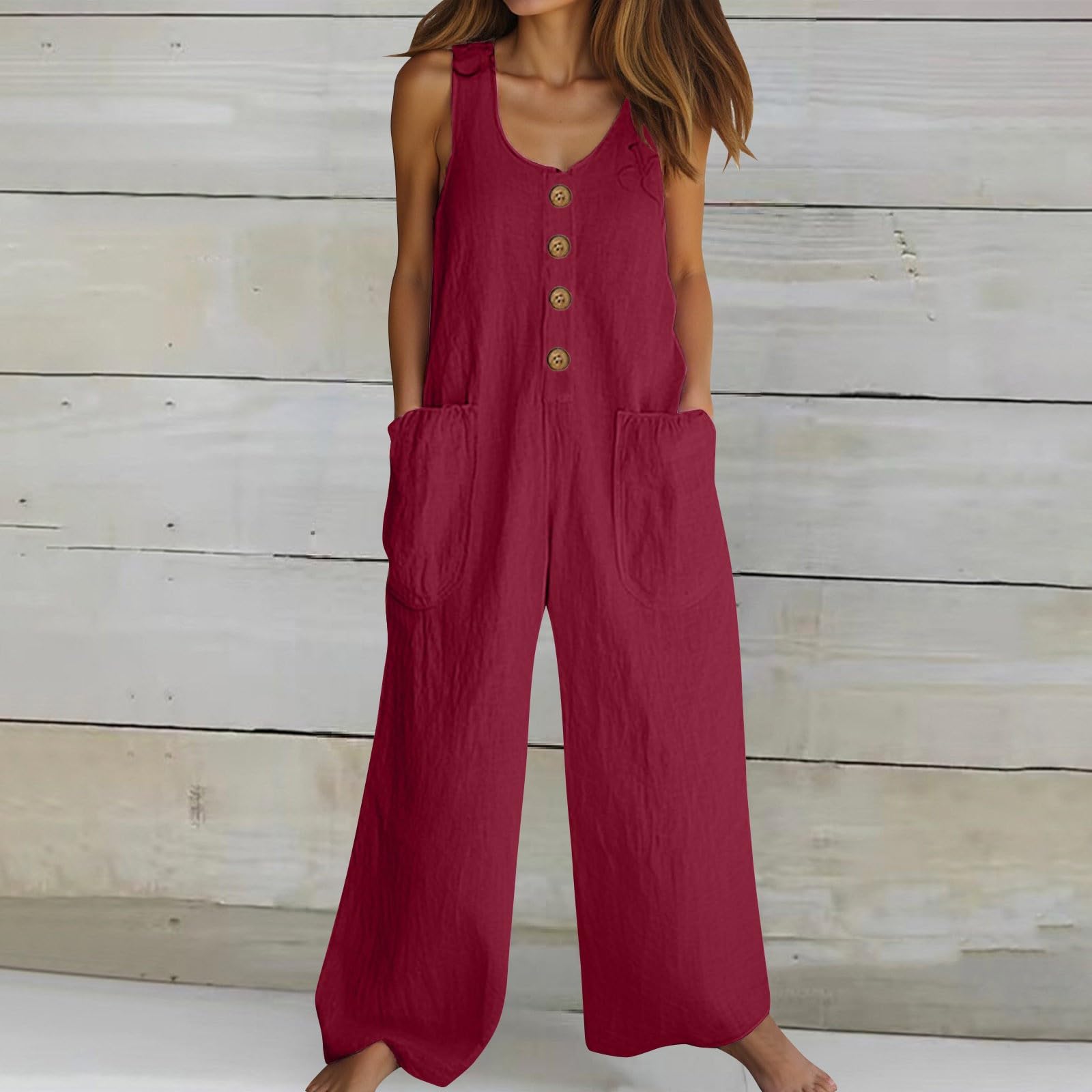 Mono para Mujer Sin Mangas con Bolsillos Atuendo Casual Versátil para Temporada Primavera Verano Fácil Cuidado Diario