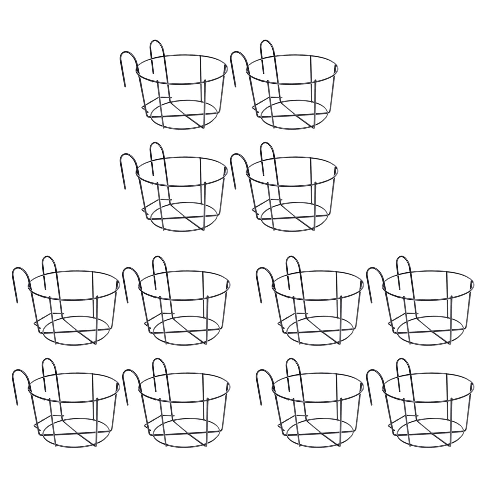 Hndhbfgrt 12Pcs Hanging Railing Pot Holders Plant Iron Racks Fence Metal Potted Stand Mounted Balcony Baskets Small