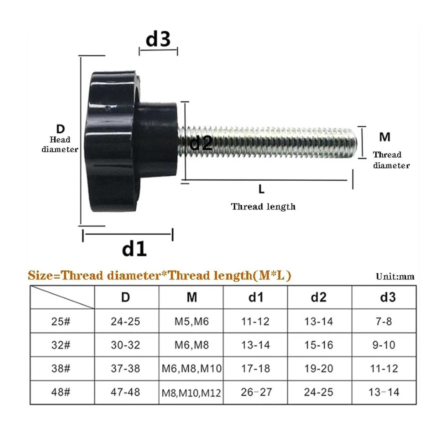 Bolt,M4 M5 M6 M8 M10 M12 Hand Screws 304 Stainless Steel Thread Clamping Thumb Handle Knob Plastic Star Shape Head Machine Screw(25mm (5pcs),M6 (Head 38mm))