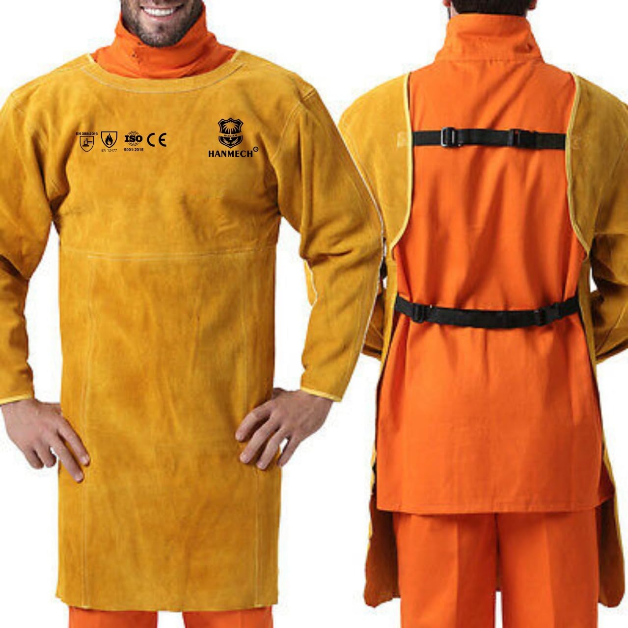 HANMECH Aprons & Shields Leather Welding & Safety Apron Premium Protection for Heavy-Duty Work | Welding Safety Clothing Protective (Yellow) Welding suit Leather suit (B0D7PS16BB) Amazon Price History, Amazon Price Tracker