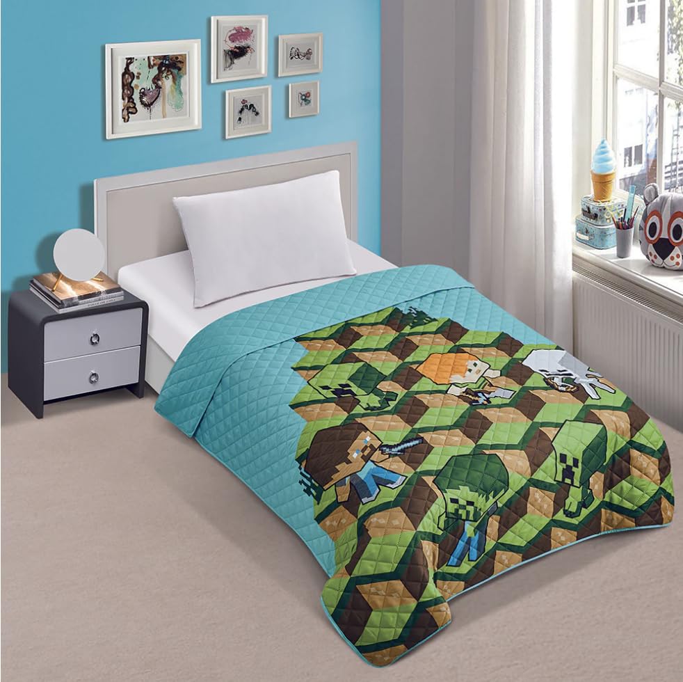 Jay Franco & Sons, Inc. Minecraft Blocks Twin Quilted Bedspread Only
