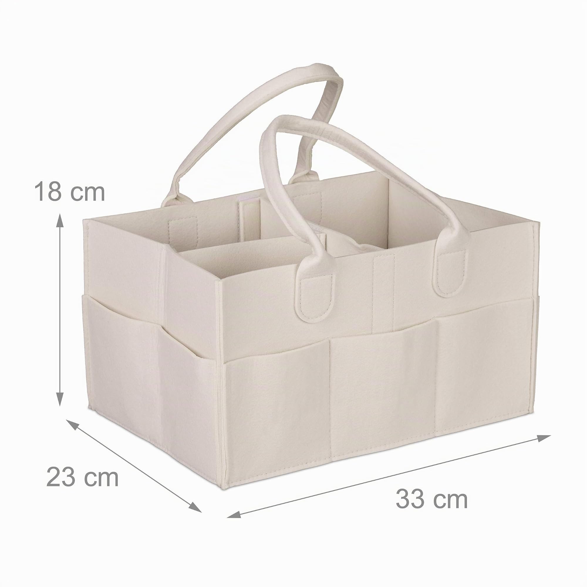 Relaxdays Rangement Couches, 11 Compartiments, Panier Langer Portable, Organiseur Chambre bébé, Corbeille, Beige