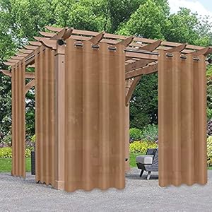 PureFit Durchsichtige Outdoor Vorhänge für Terrasse Wasserdicht – Wetterfest, Verblassungsbeständig Außen Voile Vorhänge für Pavillon, Veranda, Pergola, 1 Panel, Braun