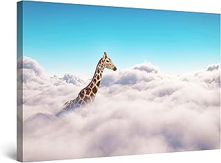 Startonight Quadro su Tela Giraffa con la Testa tra le Nuvole - Grandi Quadri Moderni Animali - Stampe Camere da Letto 80 x 120 cm