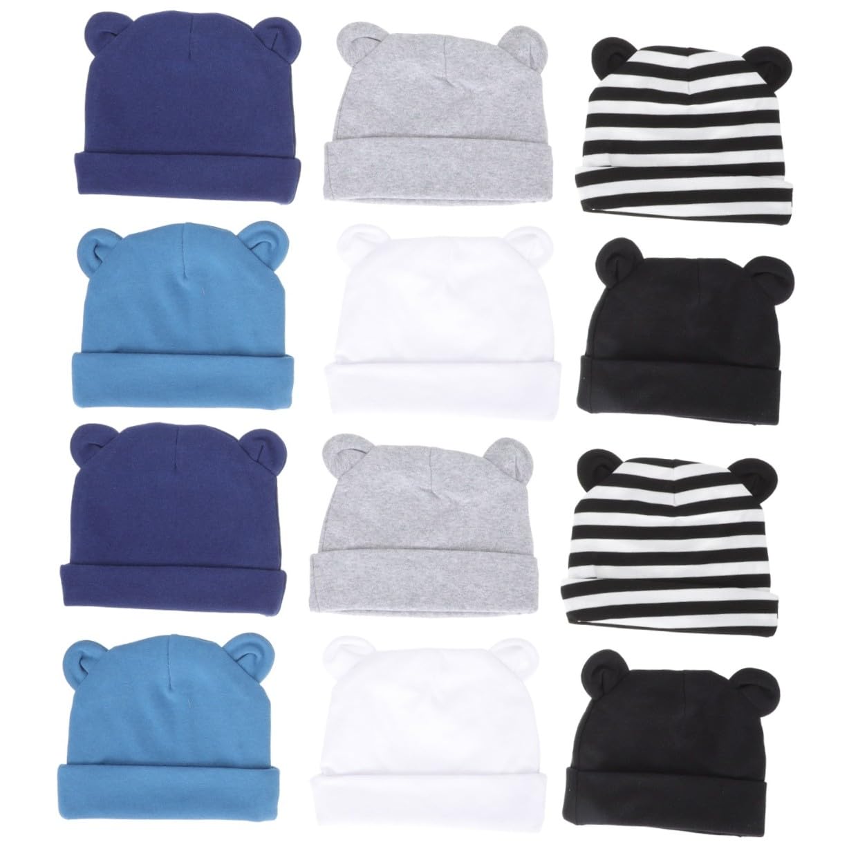 BESPORTBLE 2 Sätze Teiliges Mützen Mit Bärenohren Für Neugeborene Unisex Turban Hüte Jeansblau Gestreift Für Neugeborenen Fotos Sonnenschutz 6 Stück * 2
