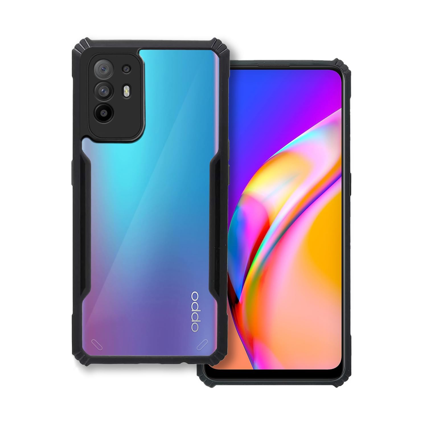 Plus 360 Degree Protection Black Border Back Cover for Oppo F19 Pro+ 5G (Oppo F19 ProPlus 5G) - Black