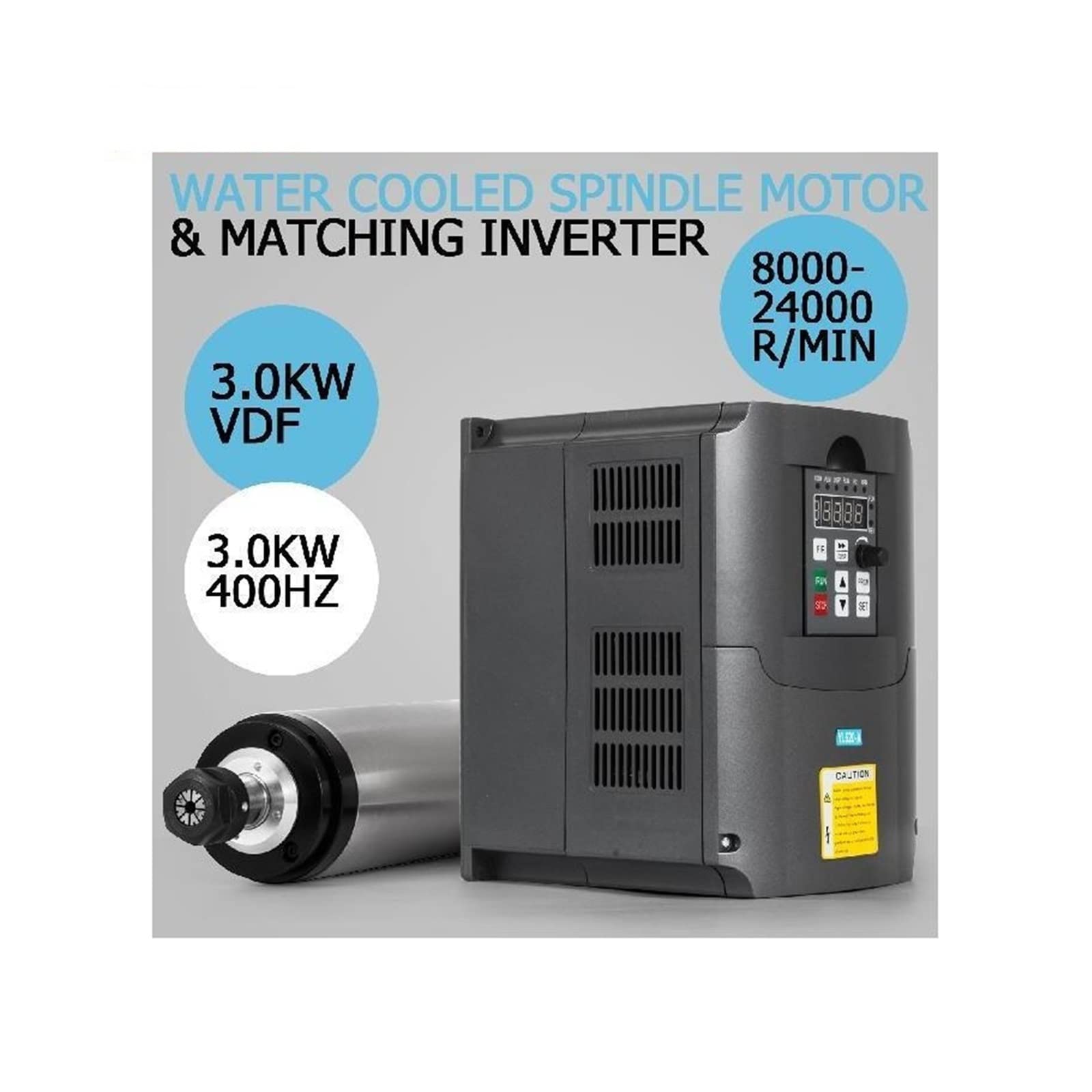 3KW chłodzony wodą silnik wrzeciona ER20 + 4HP 13A 3KW napęd o zmiennej częstotliwości falownik VFD do routera do grawerowania CNC Materiały budowlane