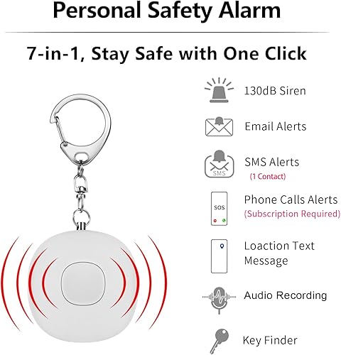 Miniatura 2 de PAPASAFETY Dispositivos de protección personal para mujeres con aplicación, alarma de seguridad de 130 dB, conexión Bluetooth, correo electrónico de