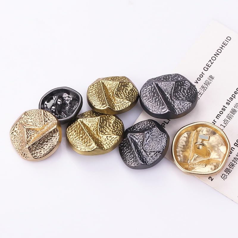 20 botones de metal arrugados for ropa, cárdigans, abrigos(Golden,20 mm)