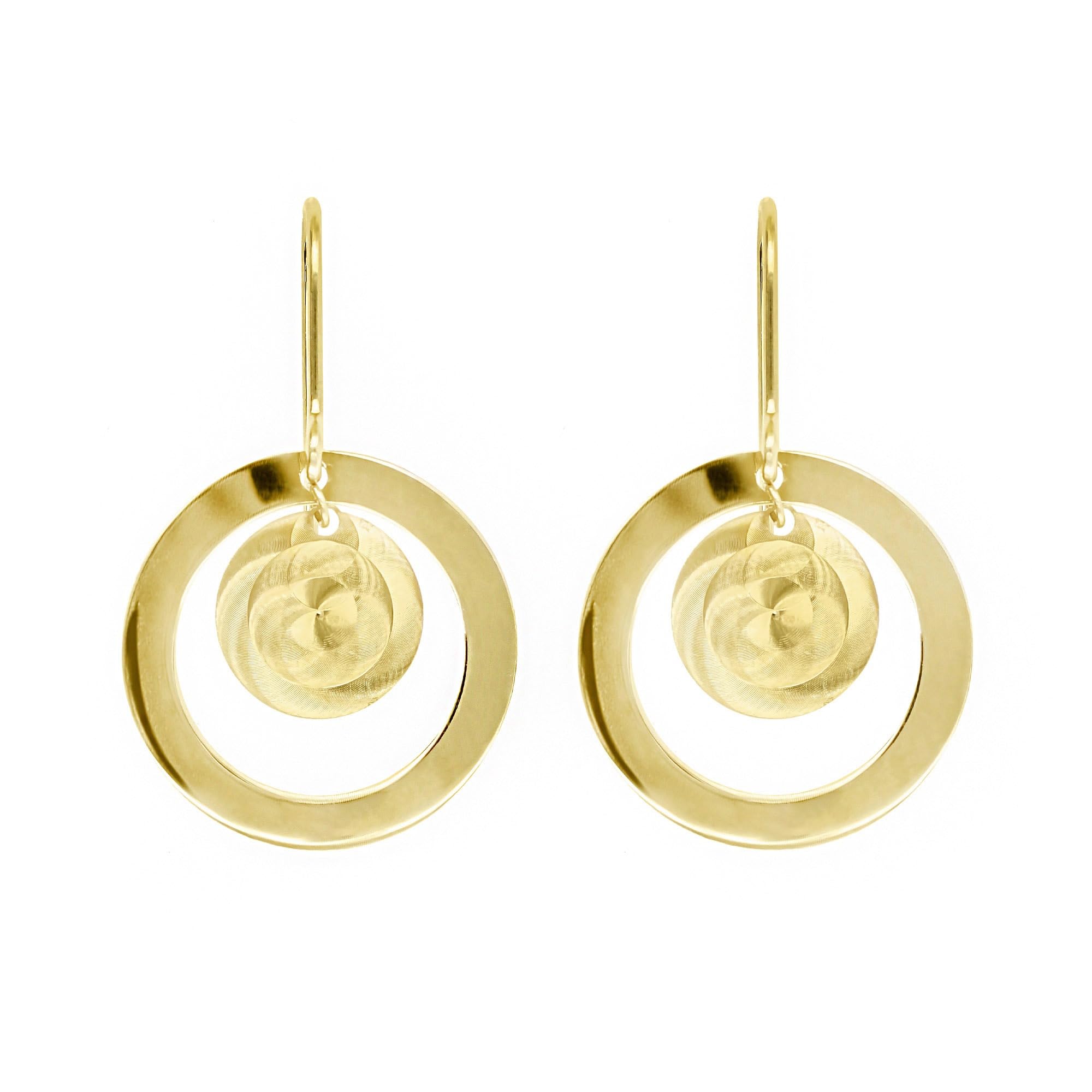 Collar de oro amarillo para mujer forme di Lucchetta con colgante de discos y relieve 3D 8