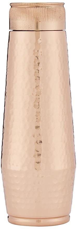 Attro Orra 600ml Copper Water Bottle Improve Your Immunity, Brain, Nervous System & Healthy Skin Natural Ayurveda Benefits Authentic Copper Bottle - Hammered