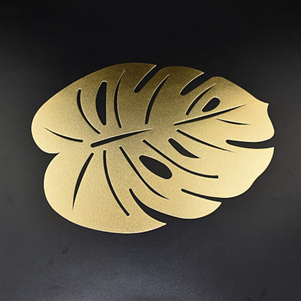 Napperons antidérapants, napperon Rond 6 pièces Feuille Feuille de Palmier Plante de Simulation Tapis de Table en PVC Cuisine décoration de Noël (doré)