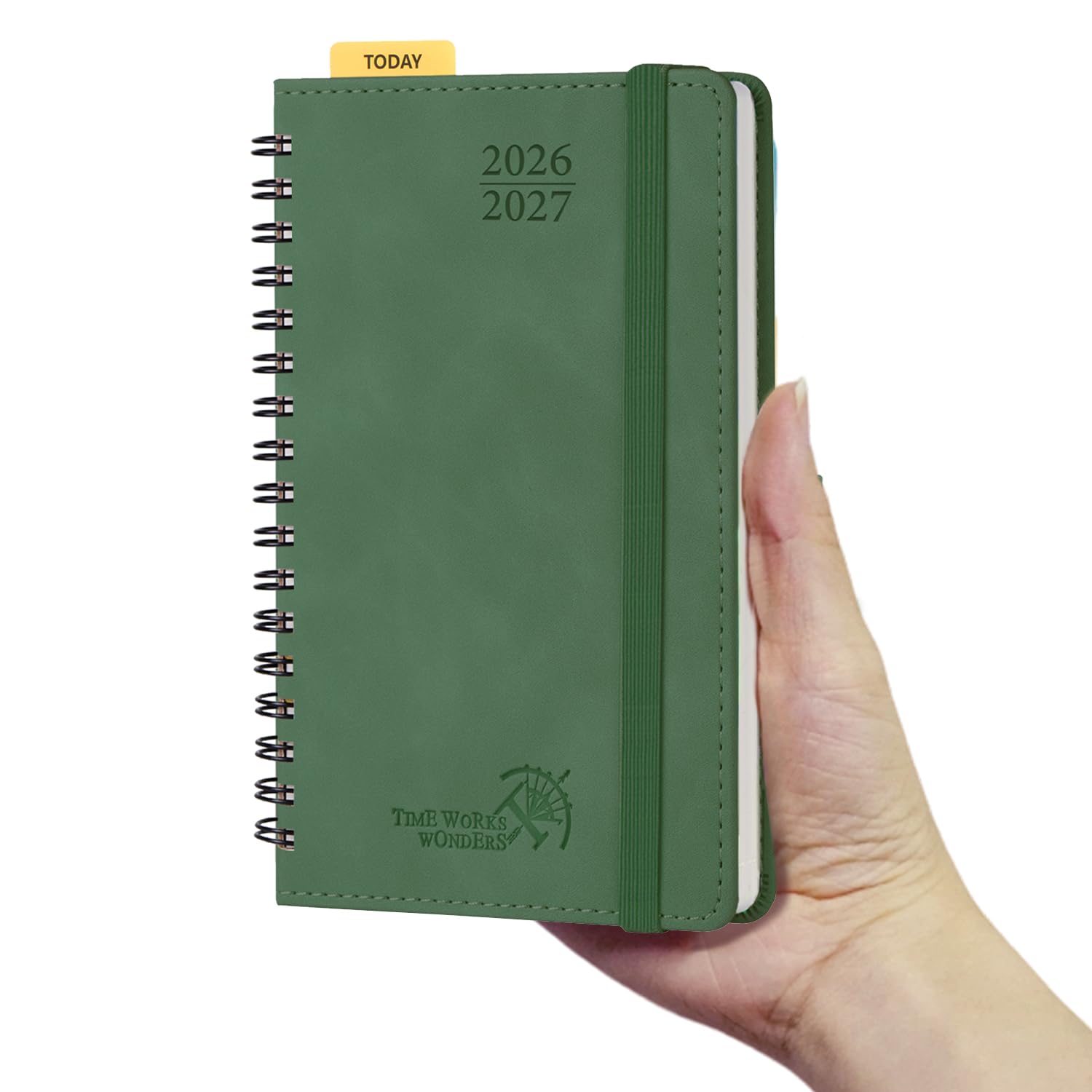 POPRUN Academic 2026-2027 Pocket Diary A6 Week to View Spiral Bound Soft Cover 16 x 10.5 cm - 26/27 Mid Year Small Weekly Planner & Notebook in One(Mint Green)