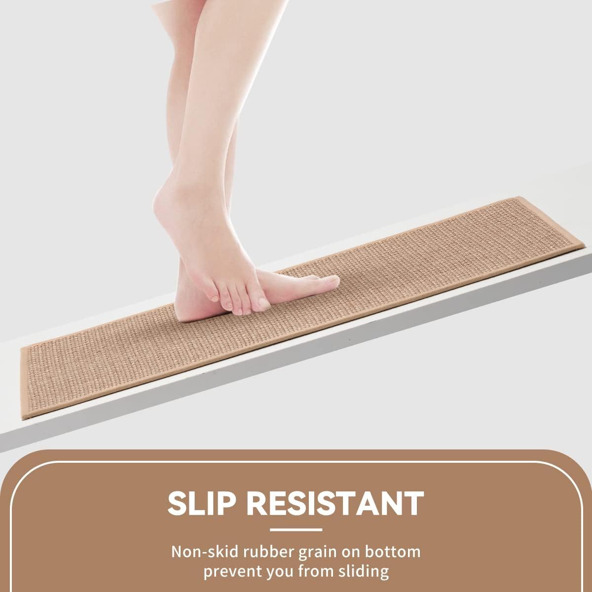 Lot de 2 tapis de cuisine en lin lavables antidérapants anti-taches