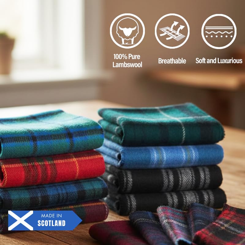 Scarf - Scottish Tartans - 100% Lambswool - Extra Long Scarves - 24 * 180 cm - Made in Scotland