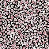 Black Coral Ditsy Floral Pattern Printed 55" Light-Weight Rayon Challis Fabric by The Yard