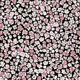 Black Coral Ditsy Floral Pattern Printed 55" Light-Weight Rayon Challis Fabric by The Yard