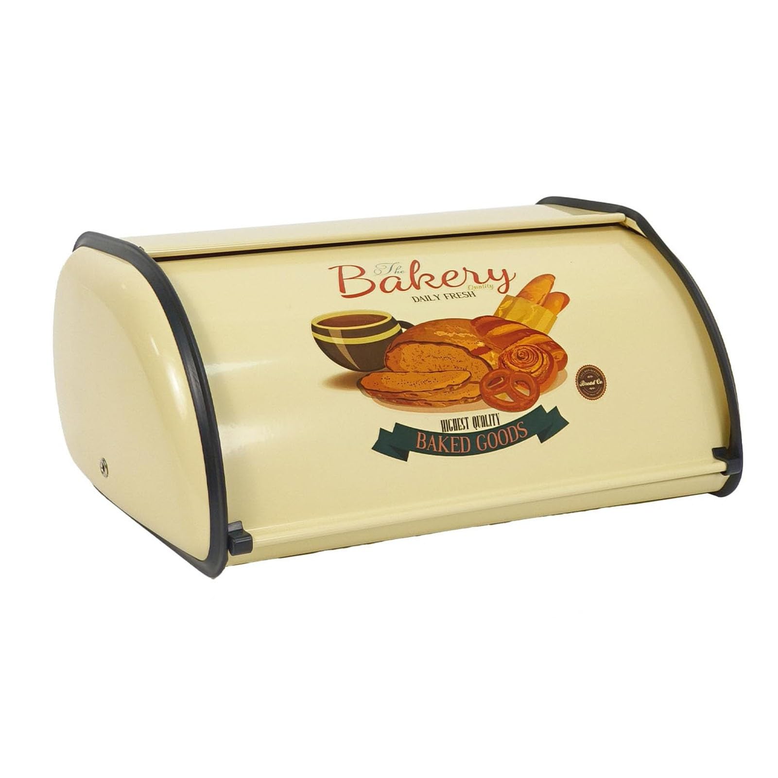 JFBLSD Metal Bread Box for Kitchen Countertop Storage Container Bin Large Capacity Dopamine Color for Freshly Baked Goods Including Cookies, Bagels, Muffins(Yellow)