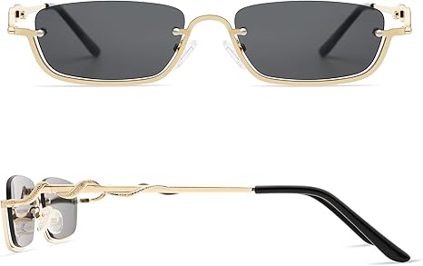 Y2K Snake Sunglasses for Women Men Narrow Rectangular Y2k Chic Sunnies AP3649
