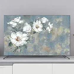 Capa de TV interna com impressão de flores, capas de proteção de TV para TVs LED/LCD, protetor de tela à prova de poeira, tecido macio, montagem na parede, capa de exibição de mesa, decoração de sala