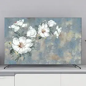 Capa de TV interna com impressão de flores, capas de proteção de TV para TVs LED/LCD, protetor de tela à prova de poeira, tecido macio, montagem na parede, capa de exibição de mesa, decoração de sala