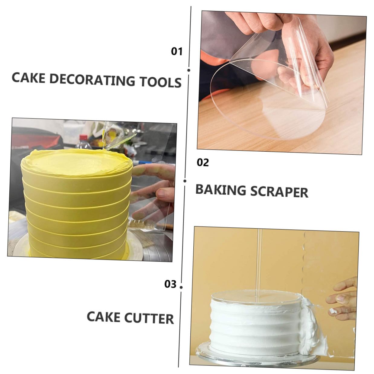 Veemoon Raspadores de Pastel Acrílicos Redondos Juego de 11 Piezas Utensilios para Hornear para Decoración y Corte de Pasteles para Aficionados la Repostería