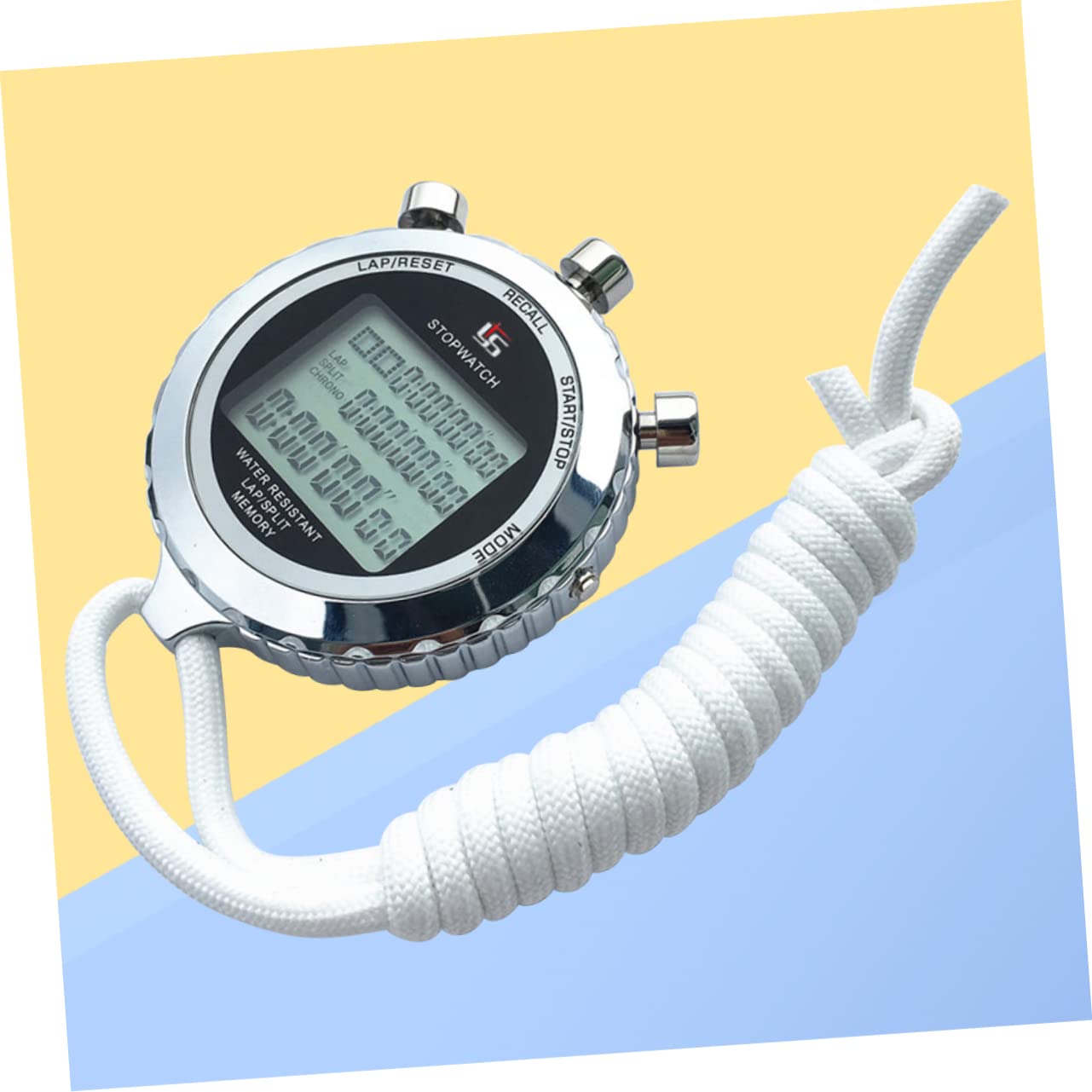 Cronometro Digitale in Acciaio Inox a 3 File per Allenamento | Display Lcd, Impostazione Timer, Formato Portatile con Tracolla, Conteggio 120 Corsie