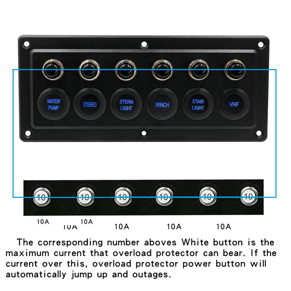 6-biegowy panel dotykowy Marine Touch Screen, DC12-24 V, wyświetlacz LED, smukły panel dotykowy do samochodów, łodzi, przyczep kempingowych, autobusów