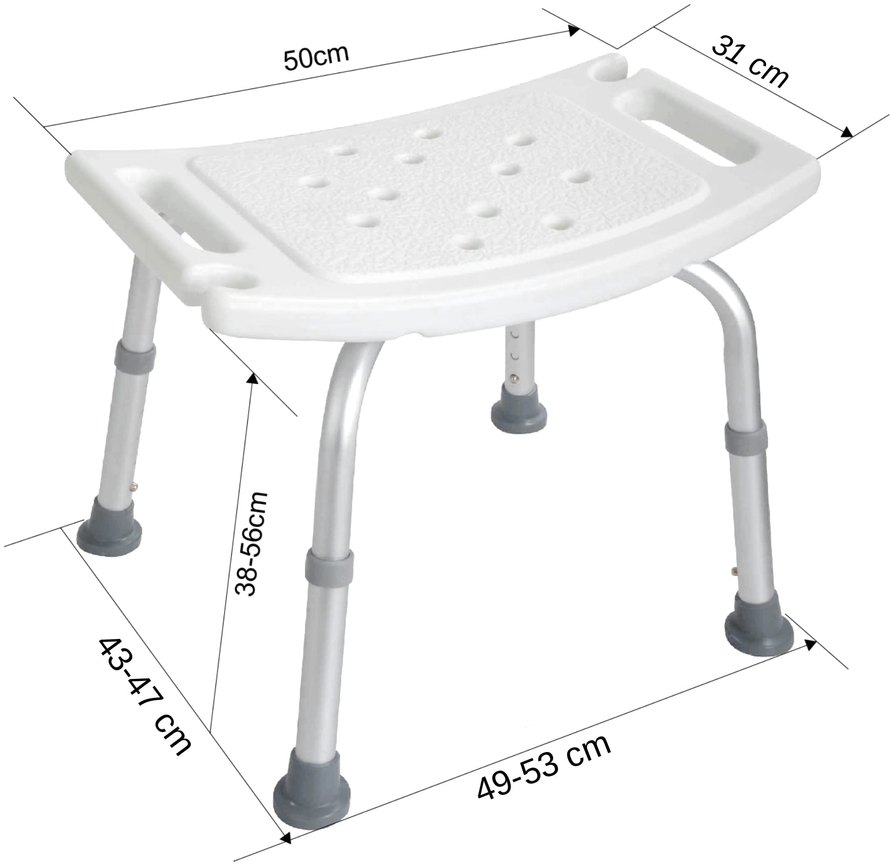Akriva höhenverstellbarer Duschhocker - rutschfest, stabil und komfortabel - Leichter Badhocker - Duschsitz für Dusche (Universal Duschhocker)