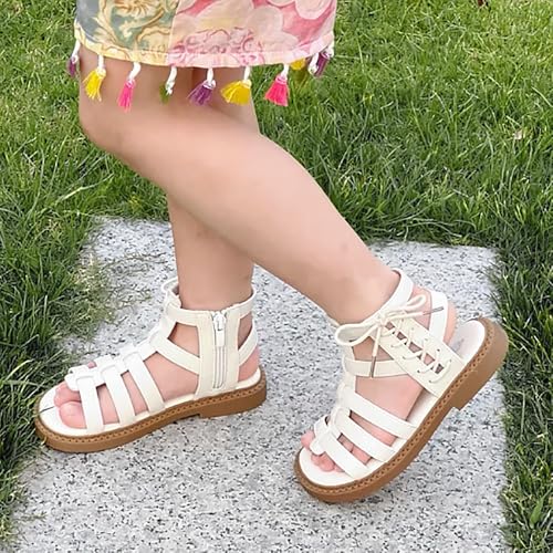 Image of Skeblo Girls Rivet Gladiator Sandals Summer Princess Dress Strappy Flats Zip Up Boots Shoes